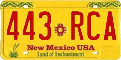 NM license plate 443RCA