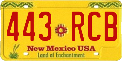 NM license plate 443RCB