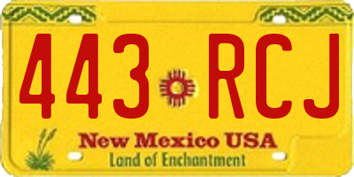 NM license plate 443RCJ