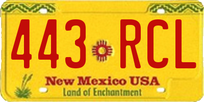 NM license plate 443RCL