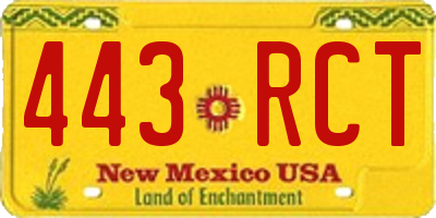 NM license plate 443RCT