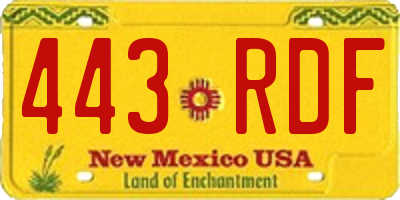 NM license plate 443RDF