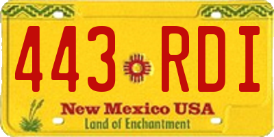 NM license plate 443RDI