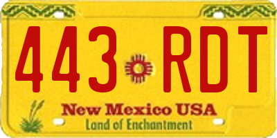NM license plate 443RDT