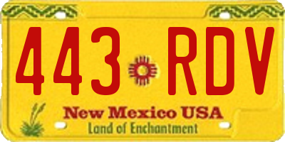 NM license plate 443RDV