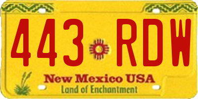 NM license plate 443RDW