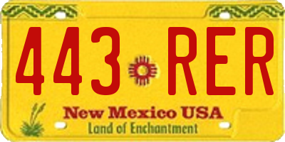 NM license plate 443RER