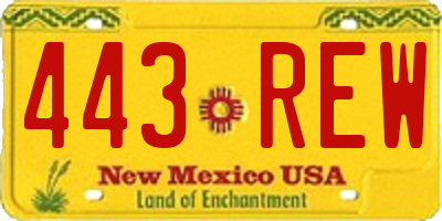 NM license plate 443REW