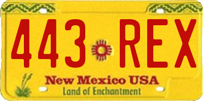 NM license plate 443REX