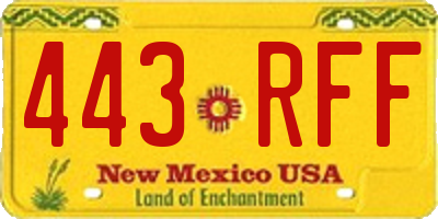 NM license plate 443RFF