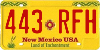 NM license plate 443RFH