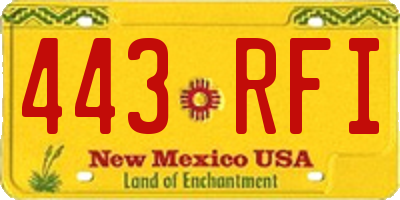 NM license plate 443RFI