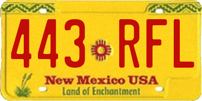 NM license plate 443RFL
