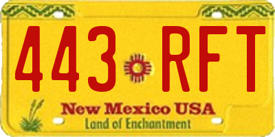 NM license plate 443RFT