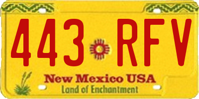 NM license plate 443RFV