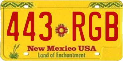 NM license plate 443RGB