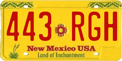 NM license plate 443RGH