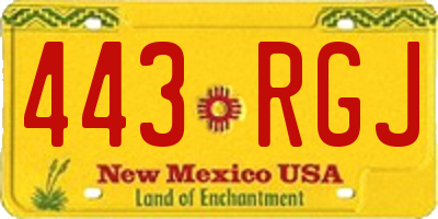NM license plate 443RGJ