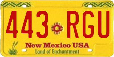 NM license plate 443RGU