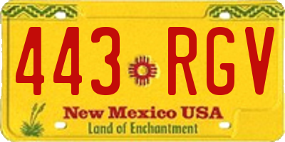 NM license plate 443RGV