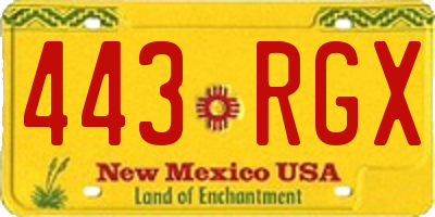 NM license plate 443RGX