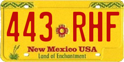 NM license plate 443RHF