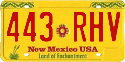 NM license plate 443RHV