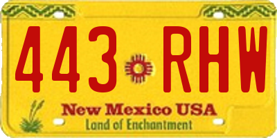 NM license plate 443RHW