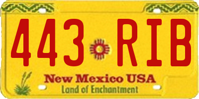 NM license plate 443RIB