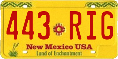 NM license plate 443RIG