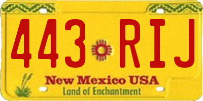 NM license plate 443RIJ