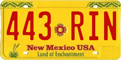 NM license plate 443RIN