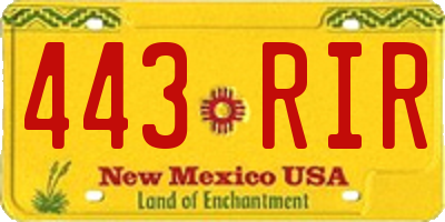 NM license plate 443RIR