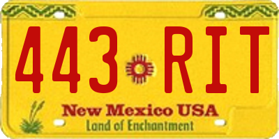 NM license plate 443RIT