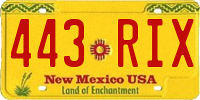 NM license plate 443RIX