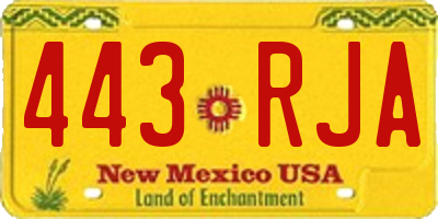 NM license plate 443RJA