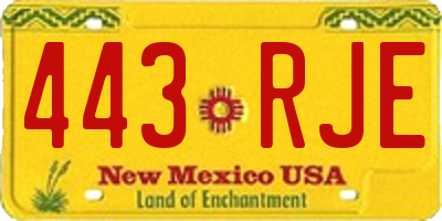 NM license plate 443RJE