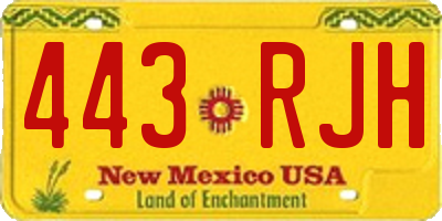NM license plate 443RJH