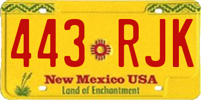 NM license plate 443RJK