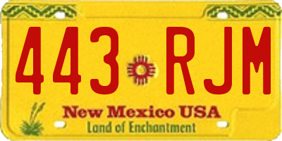 NM license plate 443RJM