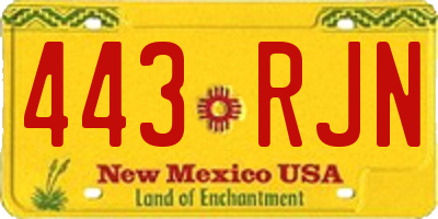 NM license plate 443RJN