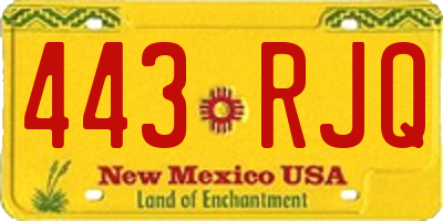 NM license plate 443RJQ