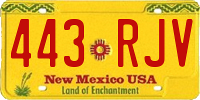 NM license plate 443RJV