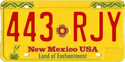 NM license plate 443RJY