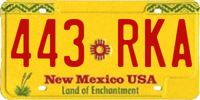 NM license plate 443RKA