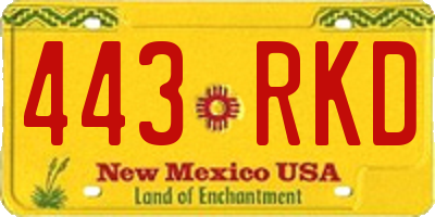 NM license plate 443RKD