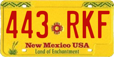 NM license plate 443RKF