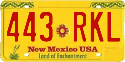NM license plate 443RKL