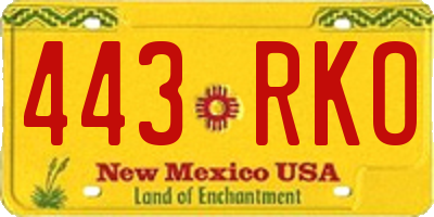 NM license plate 443RKO