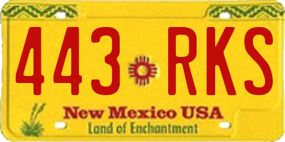 NM license plate 443RKS